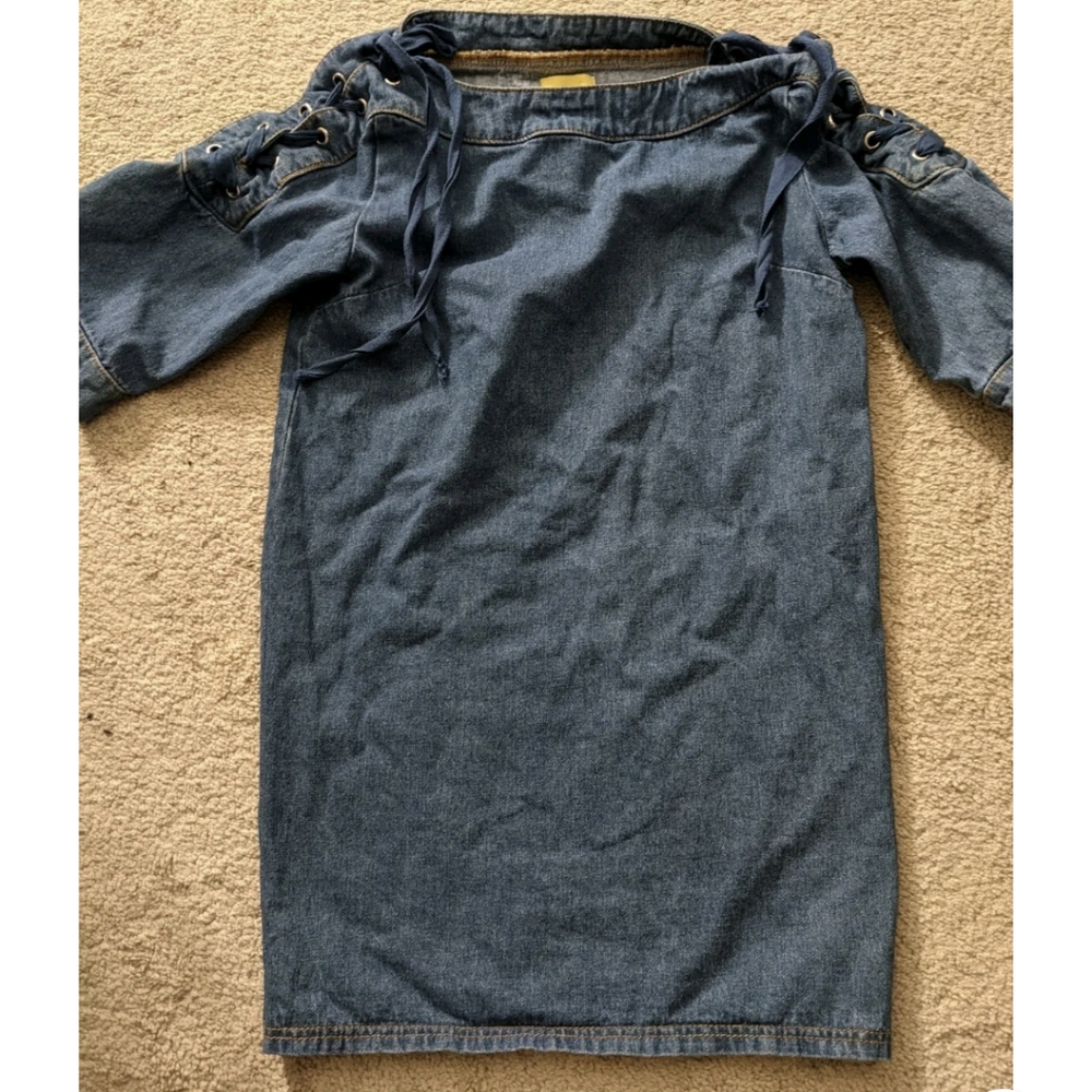 Maeve denim mini dress lace up shoulders size xs